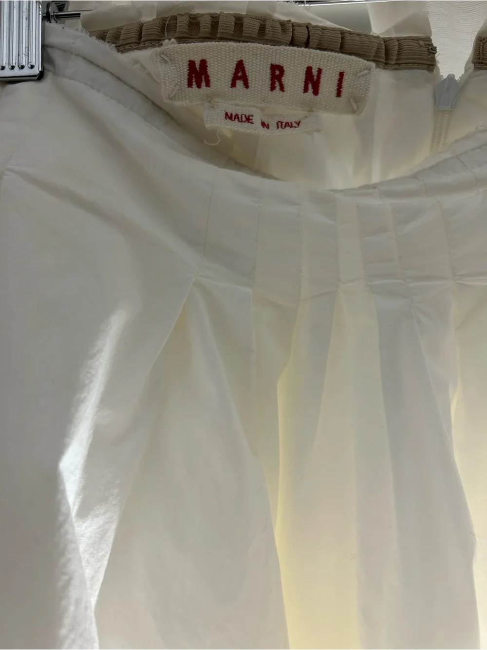 MARNI White 100% Cotton Pleated Skirt IT 44 -US 8/10 M/LG -Made in Italy. - Picture 2 of 7